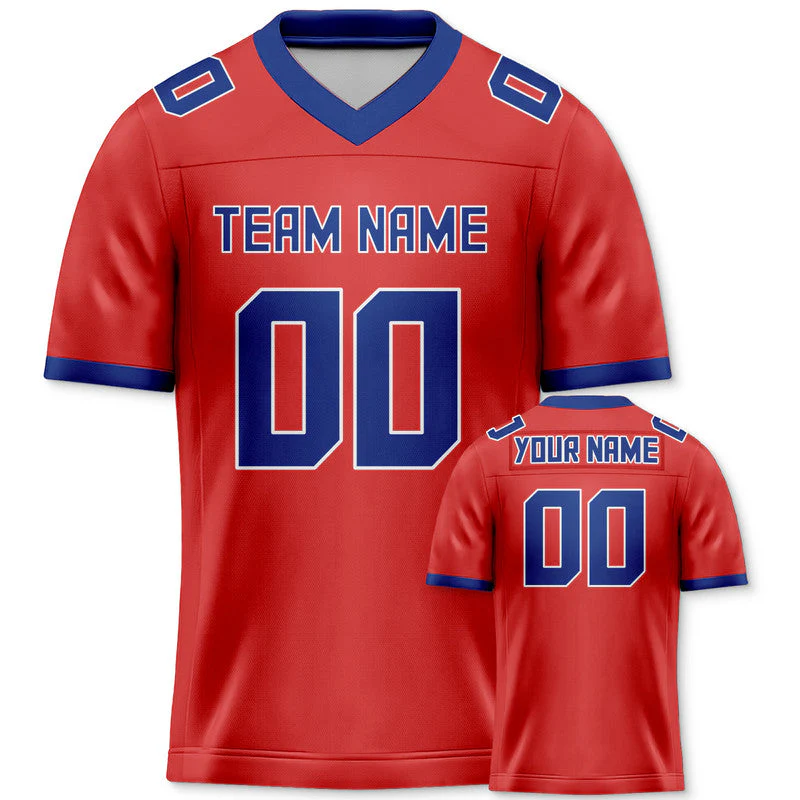Custom Red Royal Mesh Authentic Football Jersey