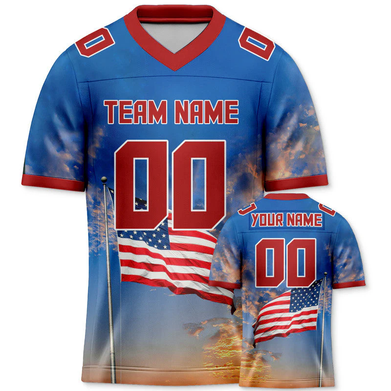 Custom 3D American Flag Fashion Authentic Football Jersey
